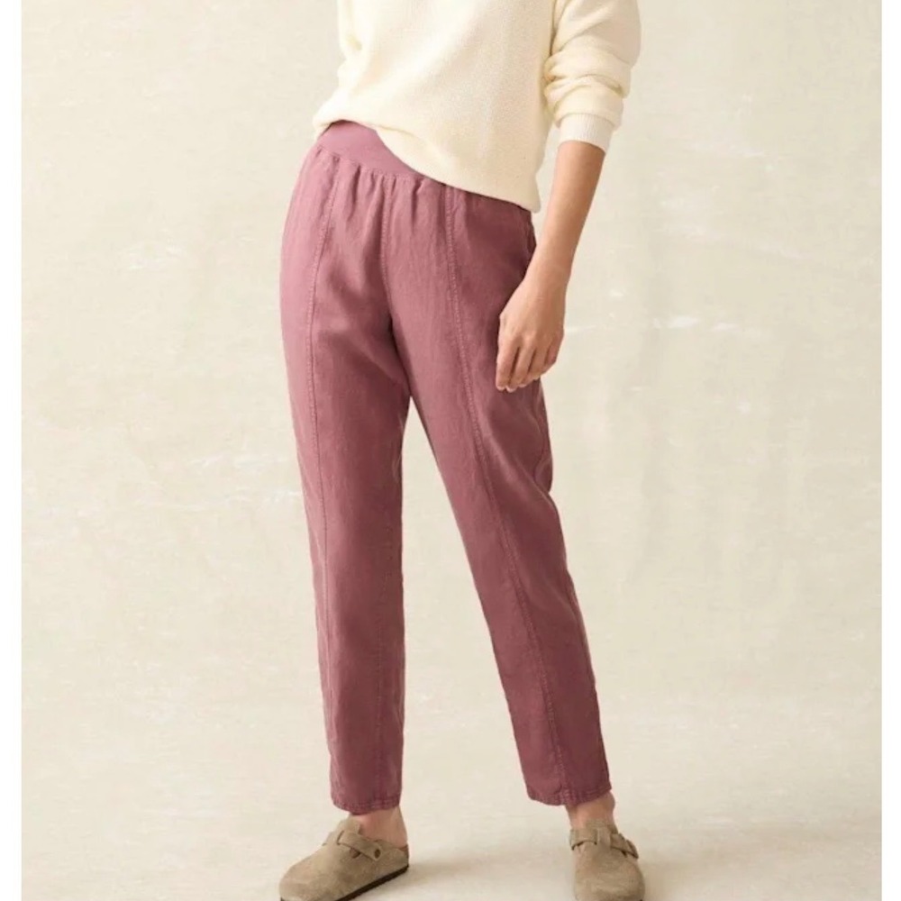 Faherty Arlie Day Pants Rosewood Tencel Linen Pull On - Medium